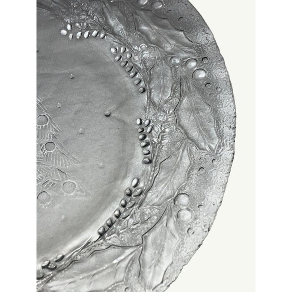 Vintage Clear Glass Christmas Tree Embossed Dessert Plate Trinket Plate - Picture 3 of 7